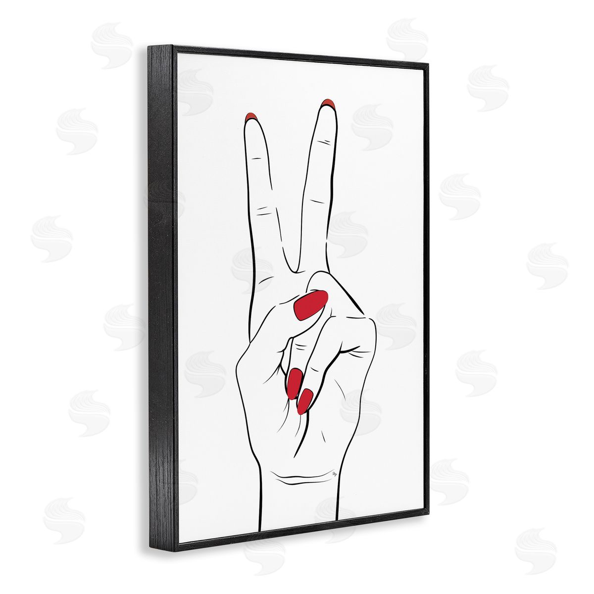 Martina Pavlova Victory Peace Sign Hand Black Framed Giclee Wall Art Print