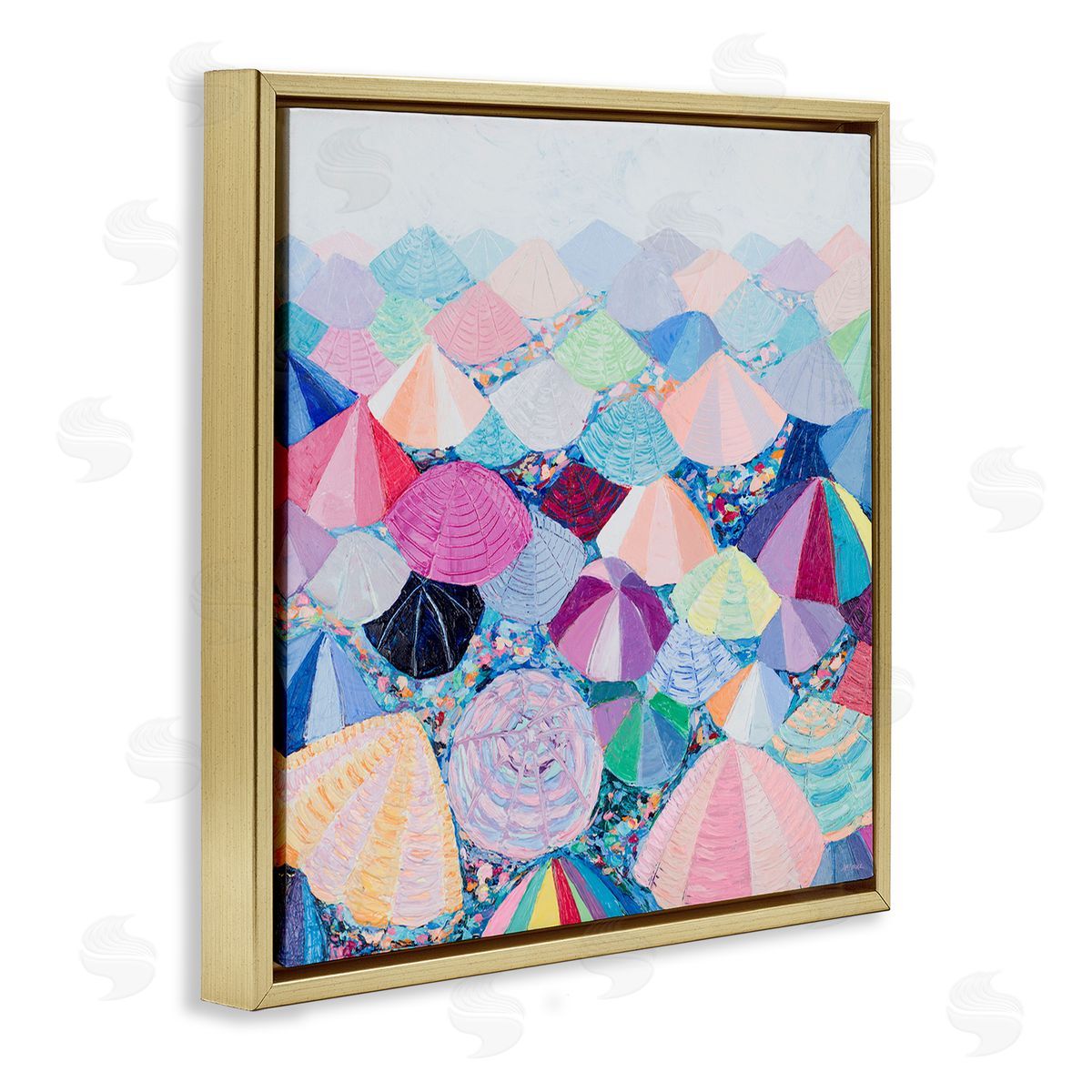 Ann Marie Coolick Pastel Umbrella Nation Gold Floating Frame Canvas Wall Art Print