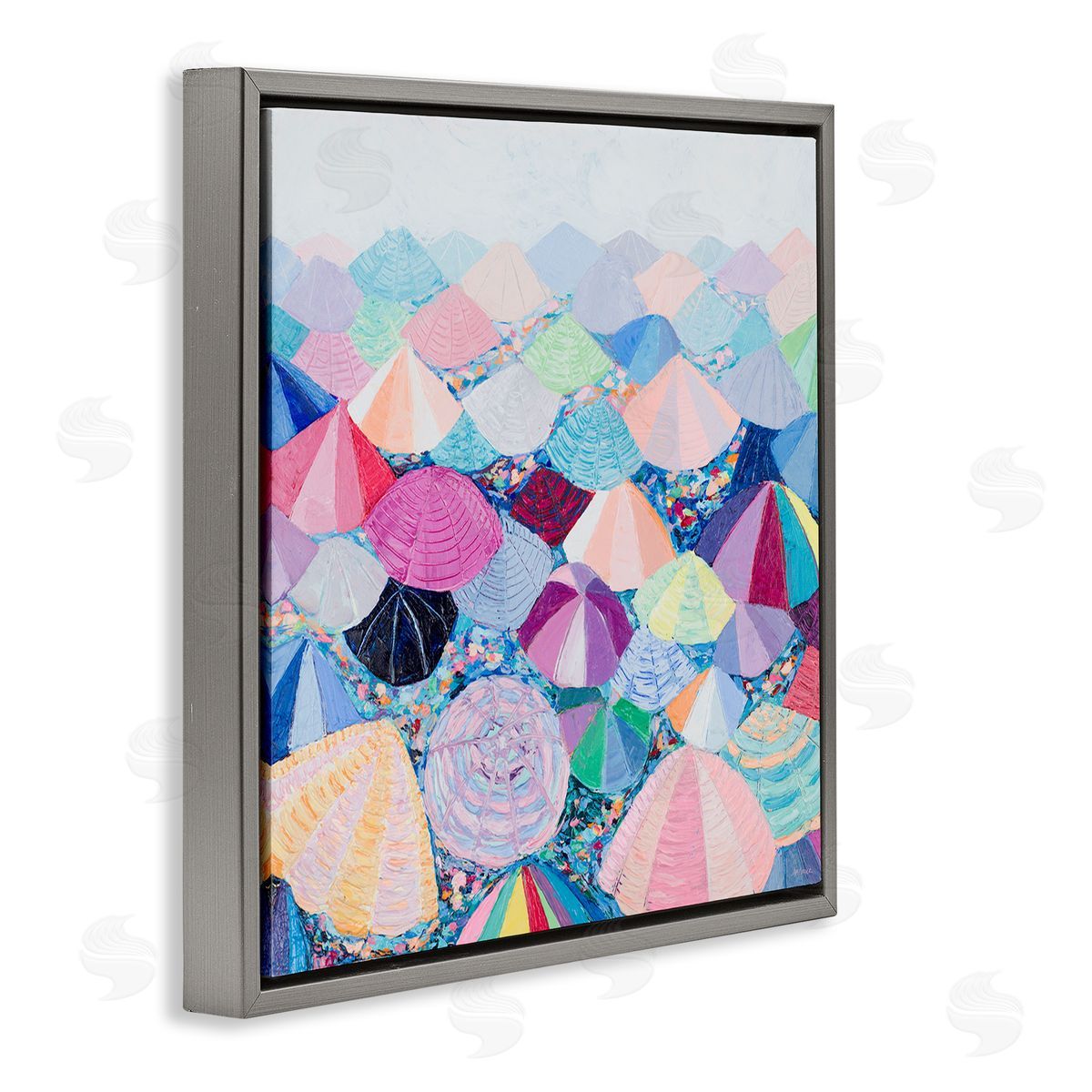 Ann Marie Coolick Pastel Umbrella Nation Gray Floating Frame Canvas Wall Art Print
