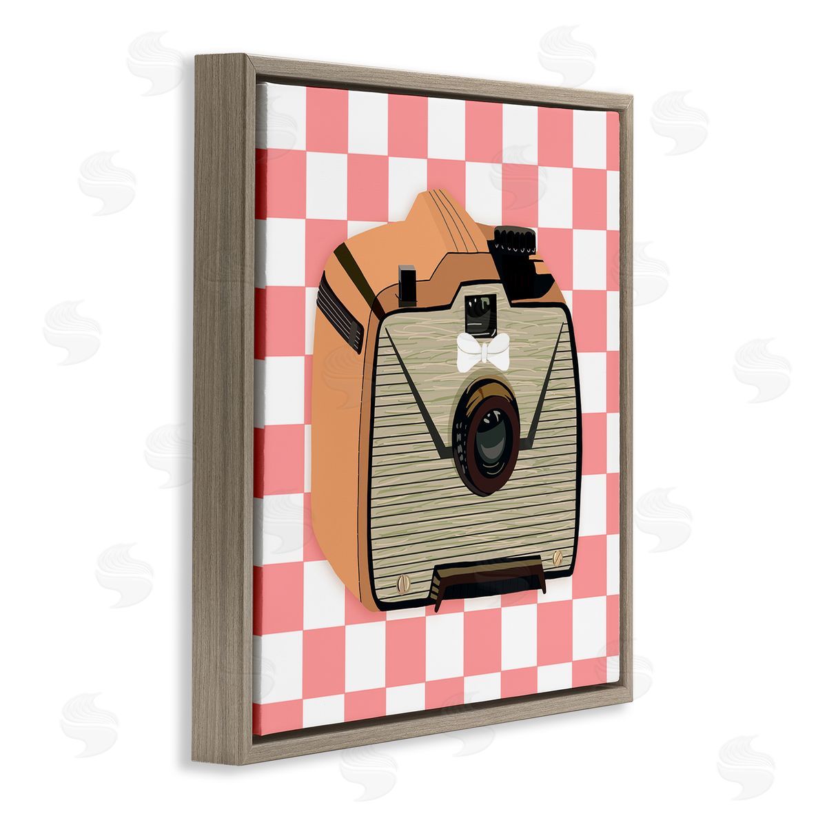 Jen Bucheli Take The Shot Retro Camera Brown Floating Frame Canvas Wall Art Print