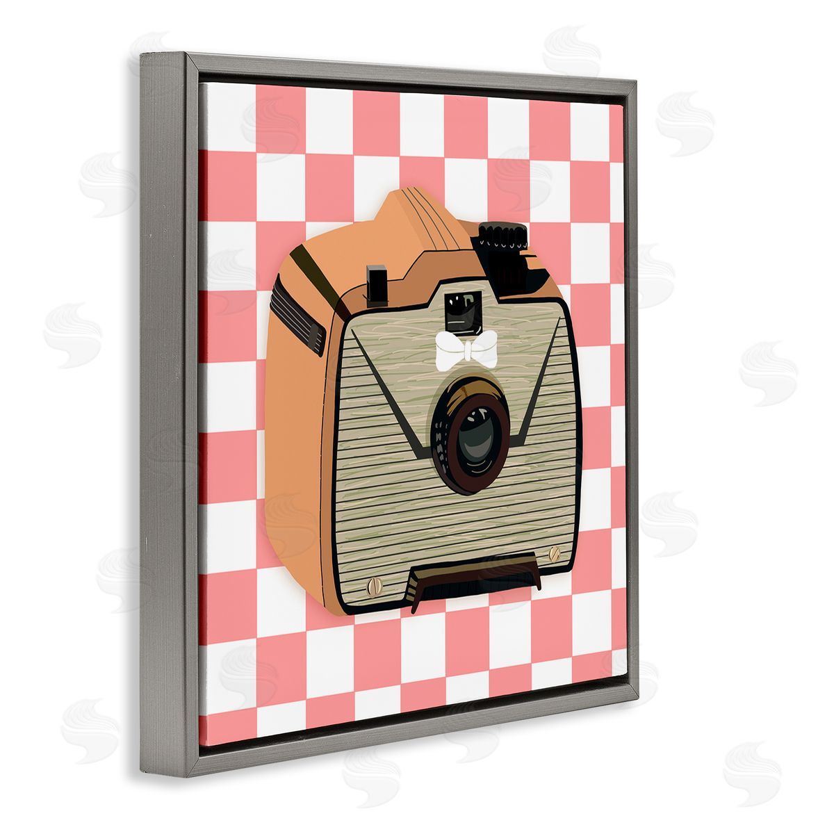 Jen Bucheli Take The Shot Retro Camera Gray Floating Frame Canvas Wall Art Print