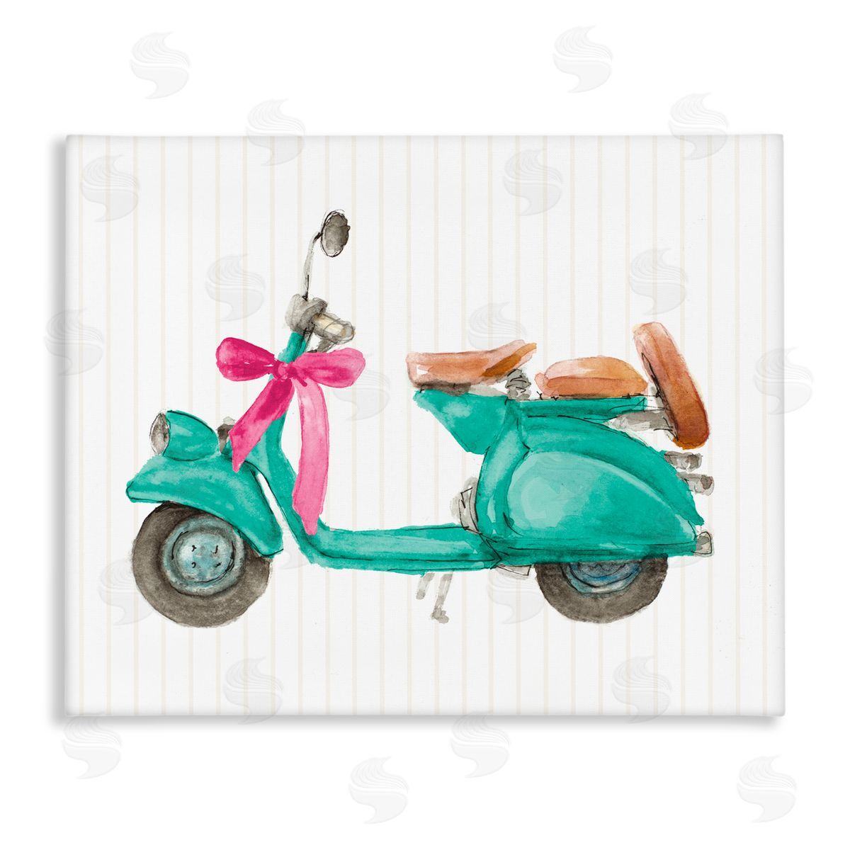 Lanie Loreth Turquoise Scooter & Bow Canvas Wall Art Print