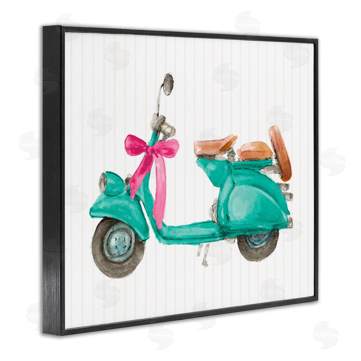 Lanie Loreth Turquoise Scooter & Bow Black Framed Giclee Wall Art Print