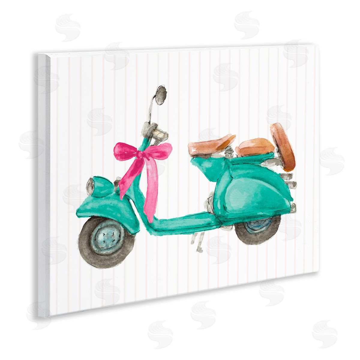 Lanie Loreth Turquoise Scooter & Bow Wooden Wall Plaque Art Print