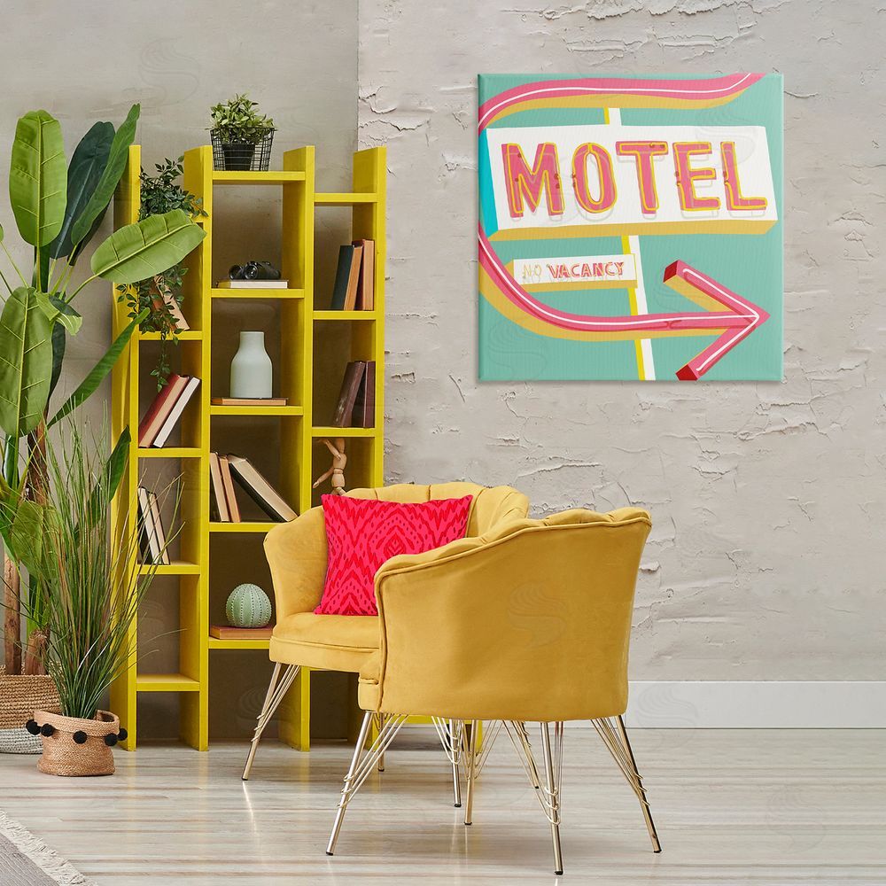 Jen Bucheli Retro Motel Vacancy Canvas Wall Art Print in Room