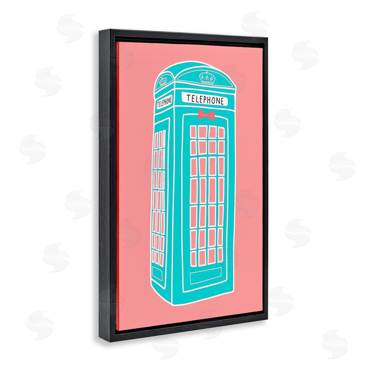 Jen Bucheli Pastel Telephone Booth Black Floating Frame Canvas Wall Art Print