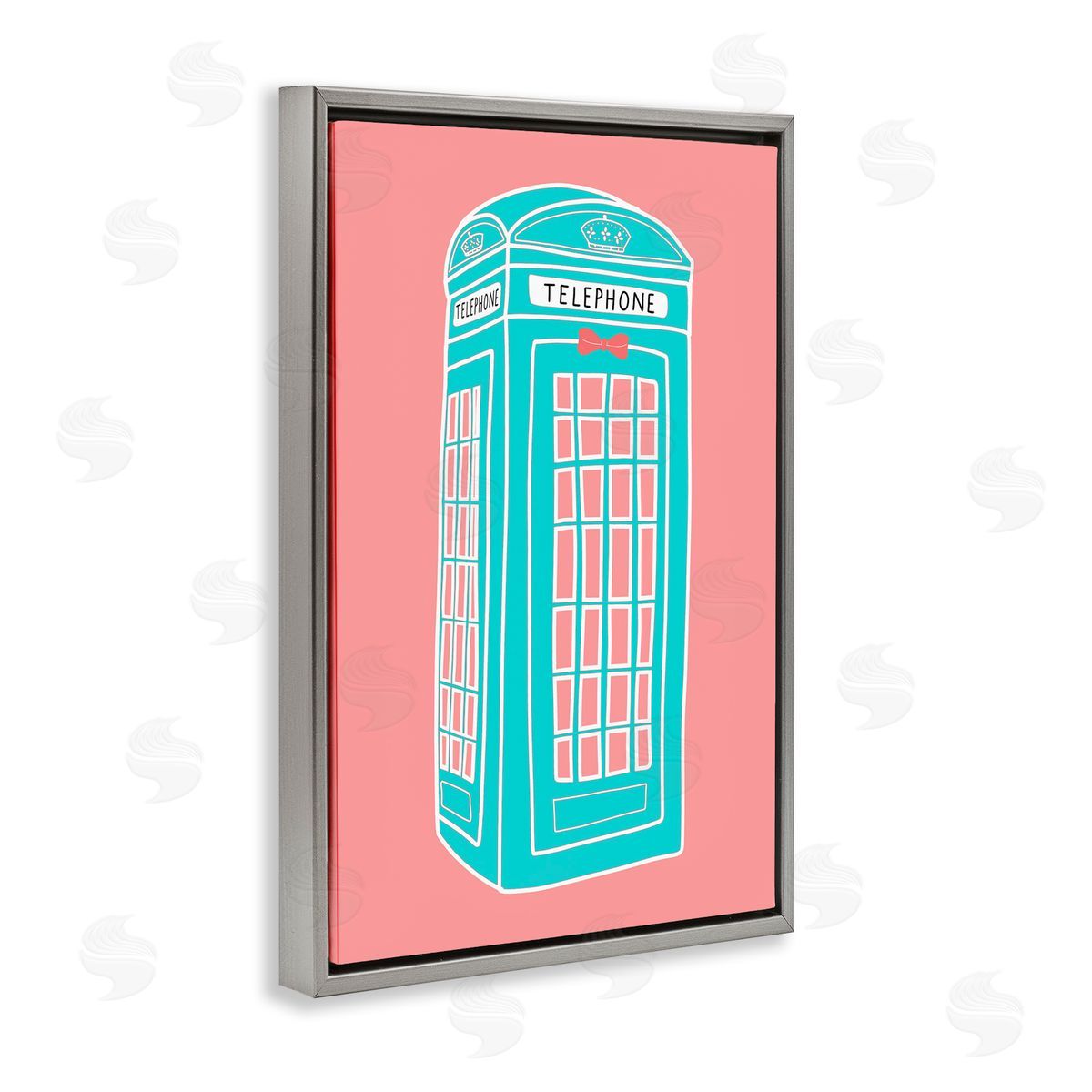 Jen Bucheli Pastel Telephone Booth Gray Floating Frame Canvas Wall Art Print