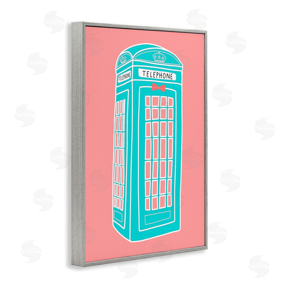Jen Bucheli Pastel Telephone Booth Gray Framed Giclee Wall Art Print