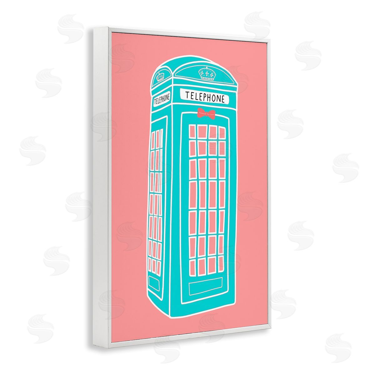 Jen Bucheli Pastel Telephone Booth White Framed Giclee Wall Art Print