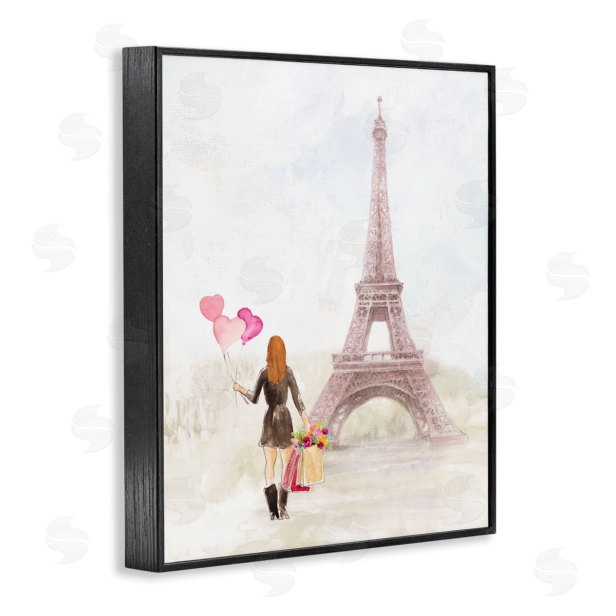 Lanie Loreth Eiffel Tower & Heart Balloons Black Framed Giclee Wall Art Print