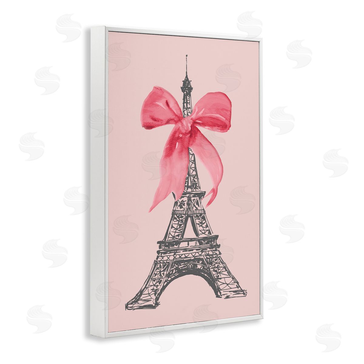 Lanie Loreth Pink Bow on Eiffel Tower White Framed Giclee Wall Art Print