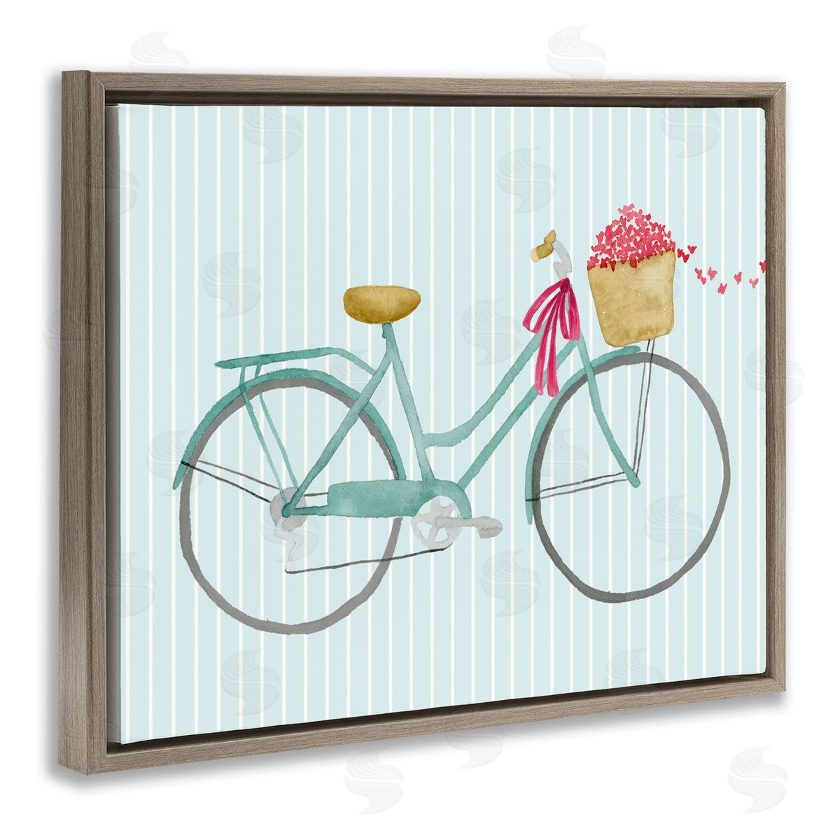 Lucille Price Cycle Through Love on Stripes Brown Floating Frame Canvas Wall Art Print