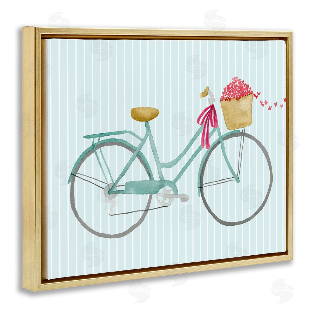 Lucille Price Cycle Through Love on Stripes Gold Floating Frame Canvas Wall Art Print
