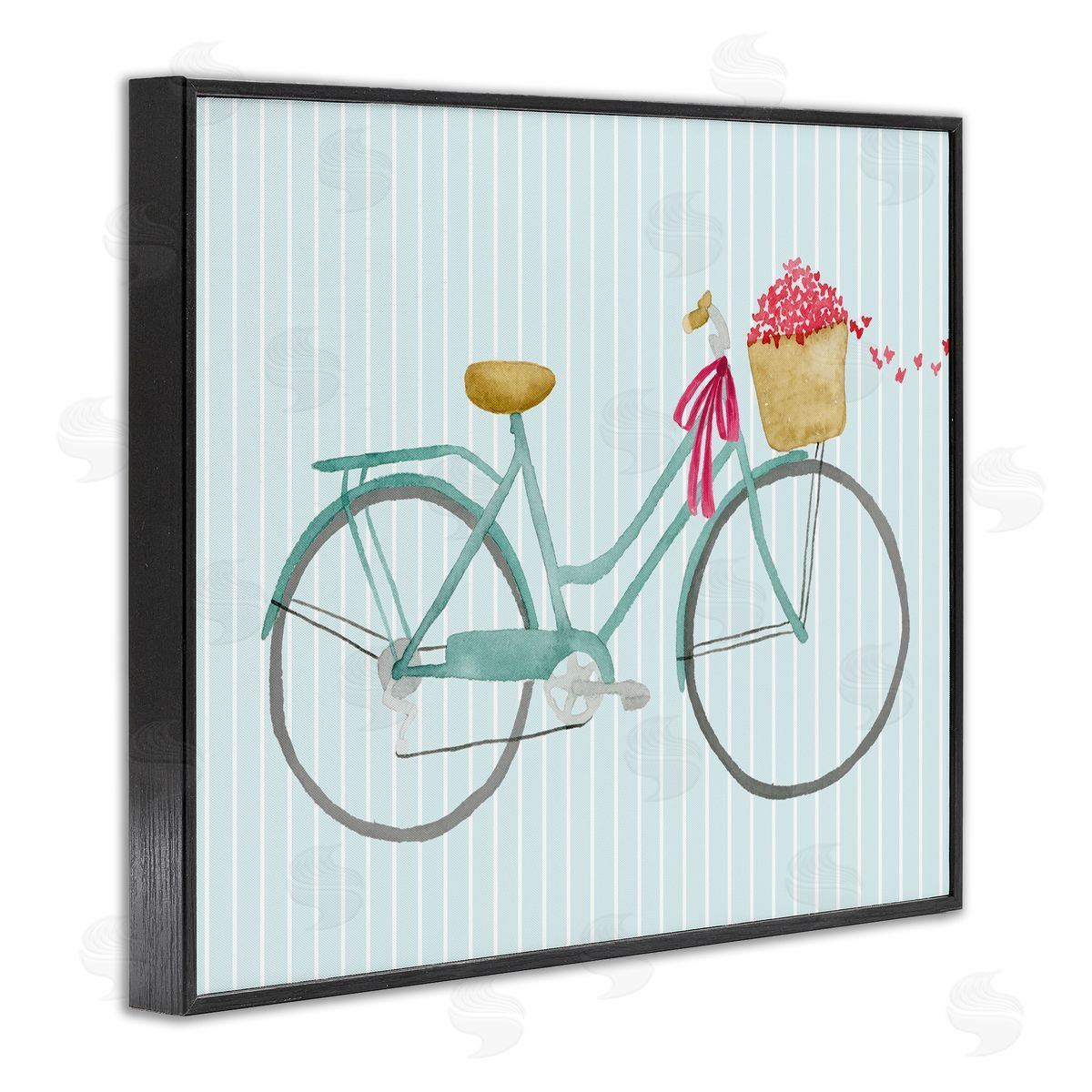 Lucille Price Cycle Through Love on Stripes Black Framed Giclee Wall Art Print