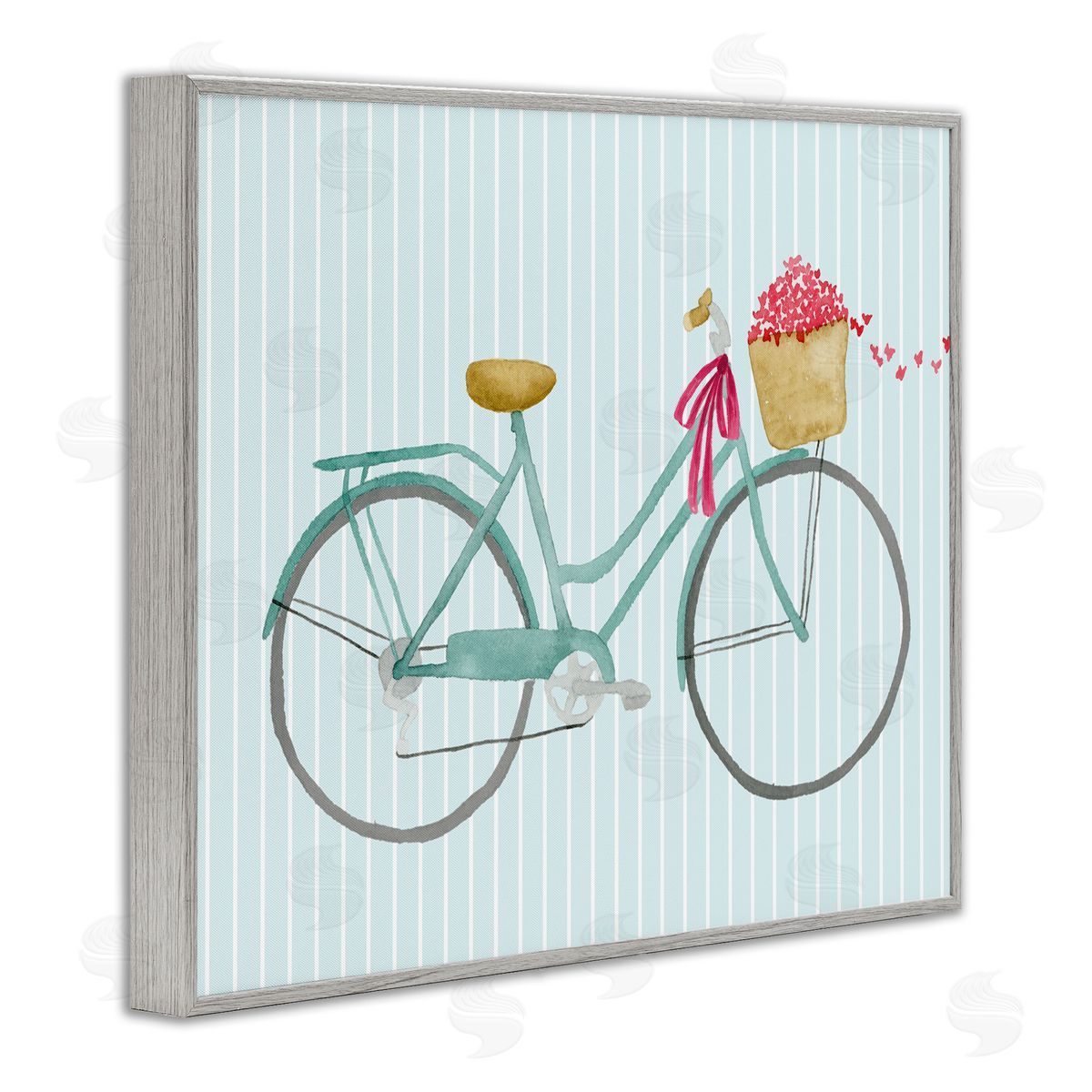 Lucille Price Cycle Through Love on Stripes Gray Framed Giclee Wall Art Print