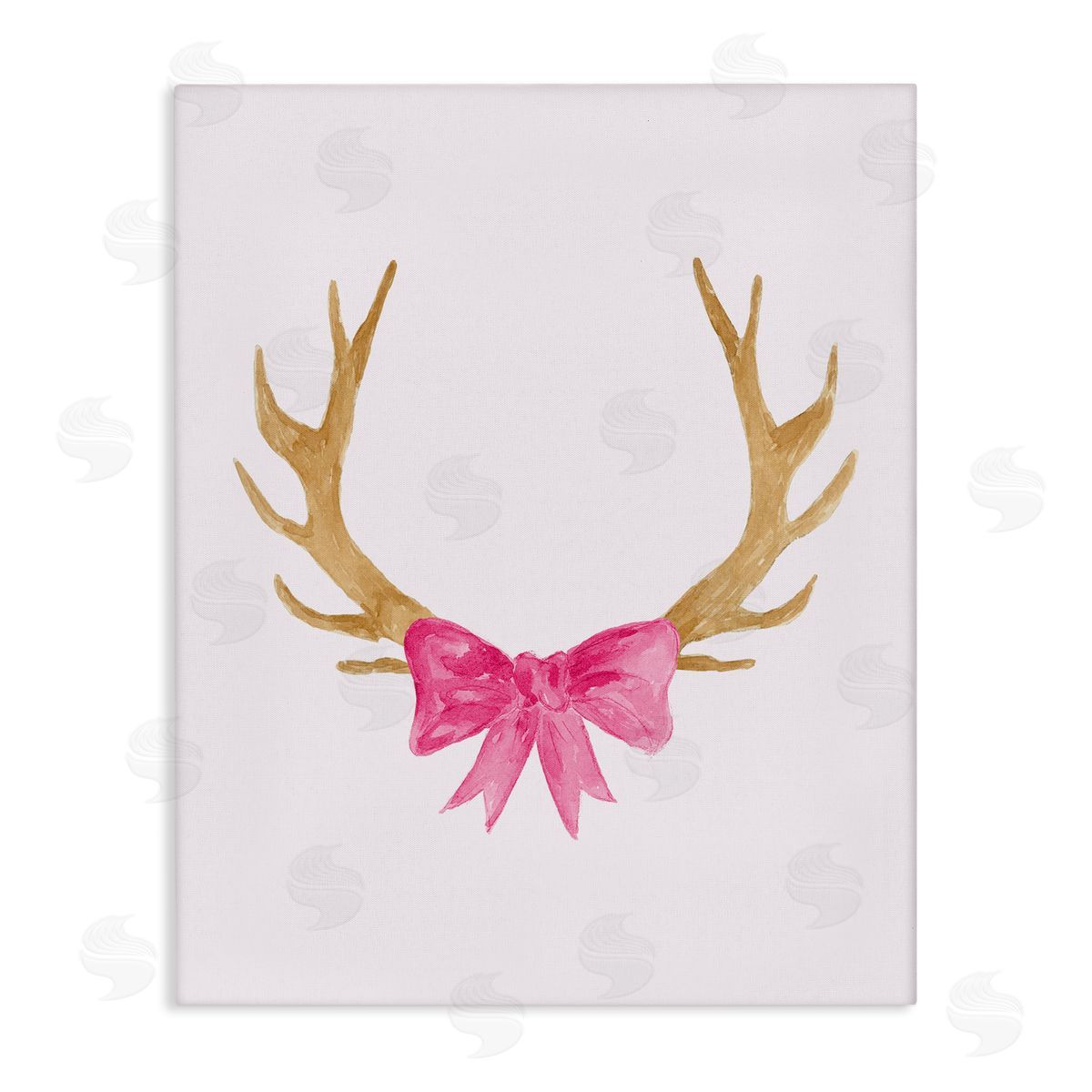 Lucille Price Bow On Deer Antlers Canvas Wall Art Print