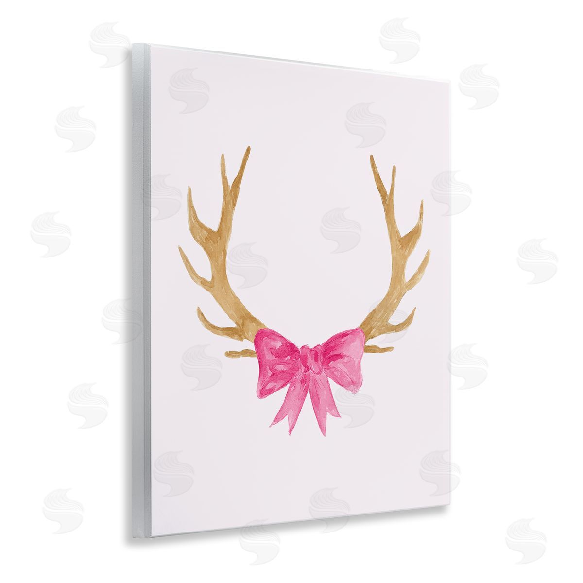 Lucille Price Bow On Deer Antlers Wooden Wall Plaque Art Print
