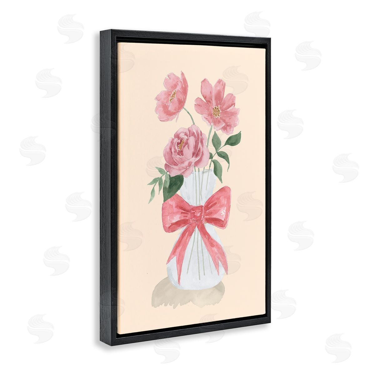 Lucille Price Chic Vase Of Pink Black Floating Frame Canvas Wall Art Print