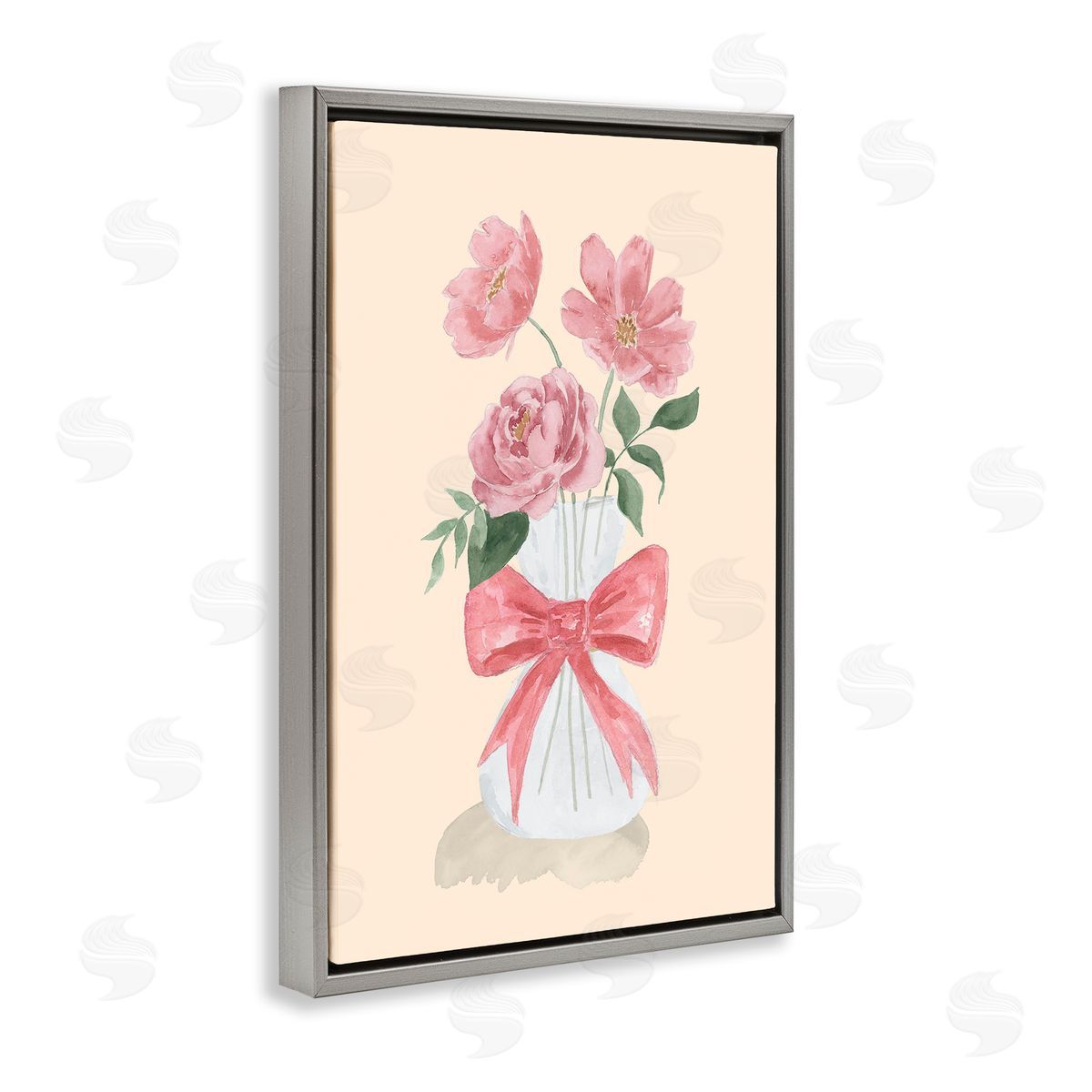 Lucille Price Chic Vase Of Pink Gray Floating Frame Canvas Wall Art Print