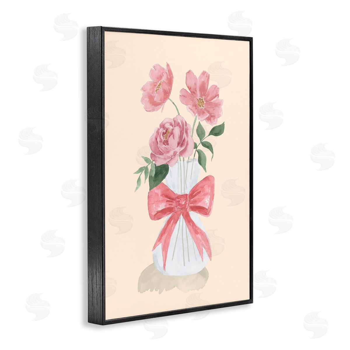Lucille Price Chic Vase Of Pink Black Framed Giclee Wall Art Print