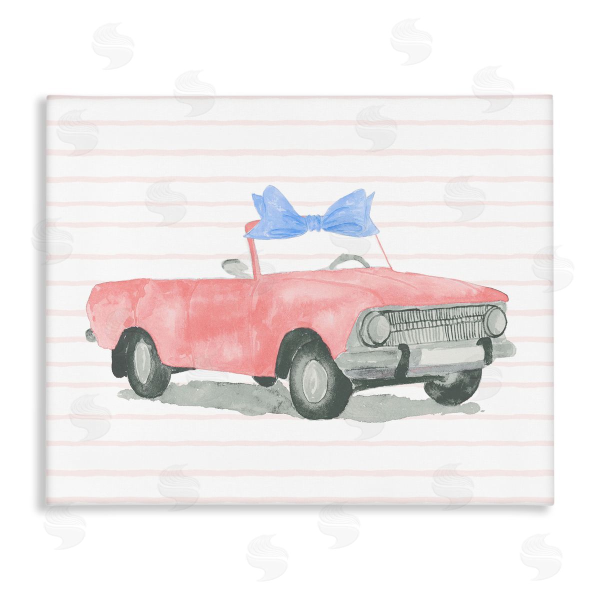Lucille Price Blue Bow on Antique Car Canvas Wall Art Print