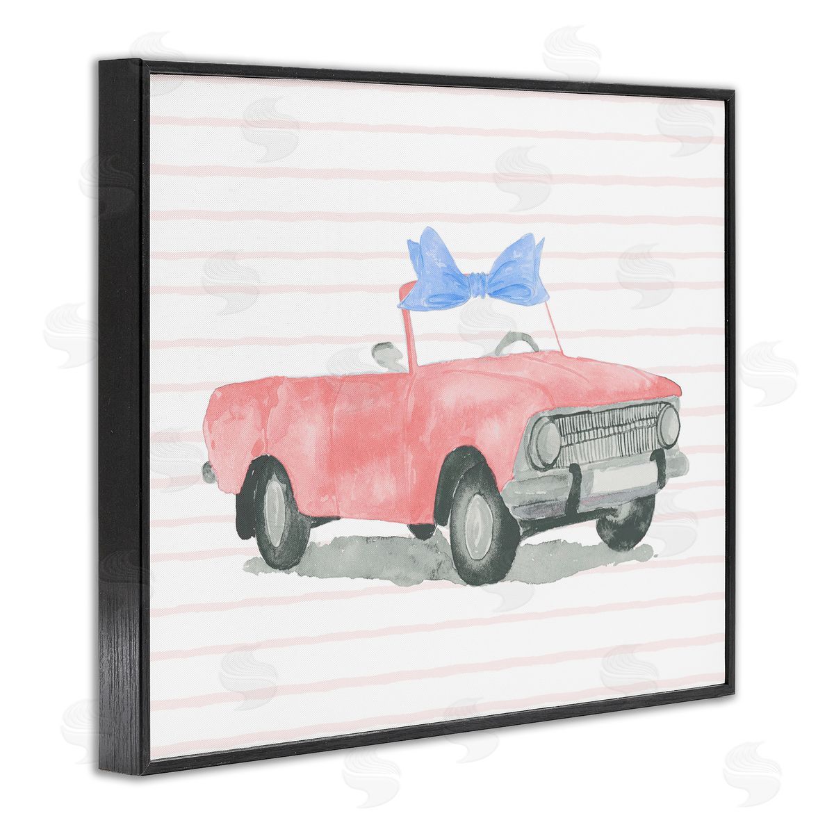 Lucille Price Blue Bow on Antique Car Black Framed Giclee Wall Art Print