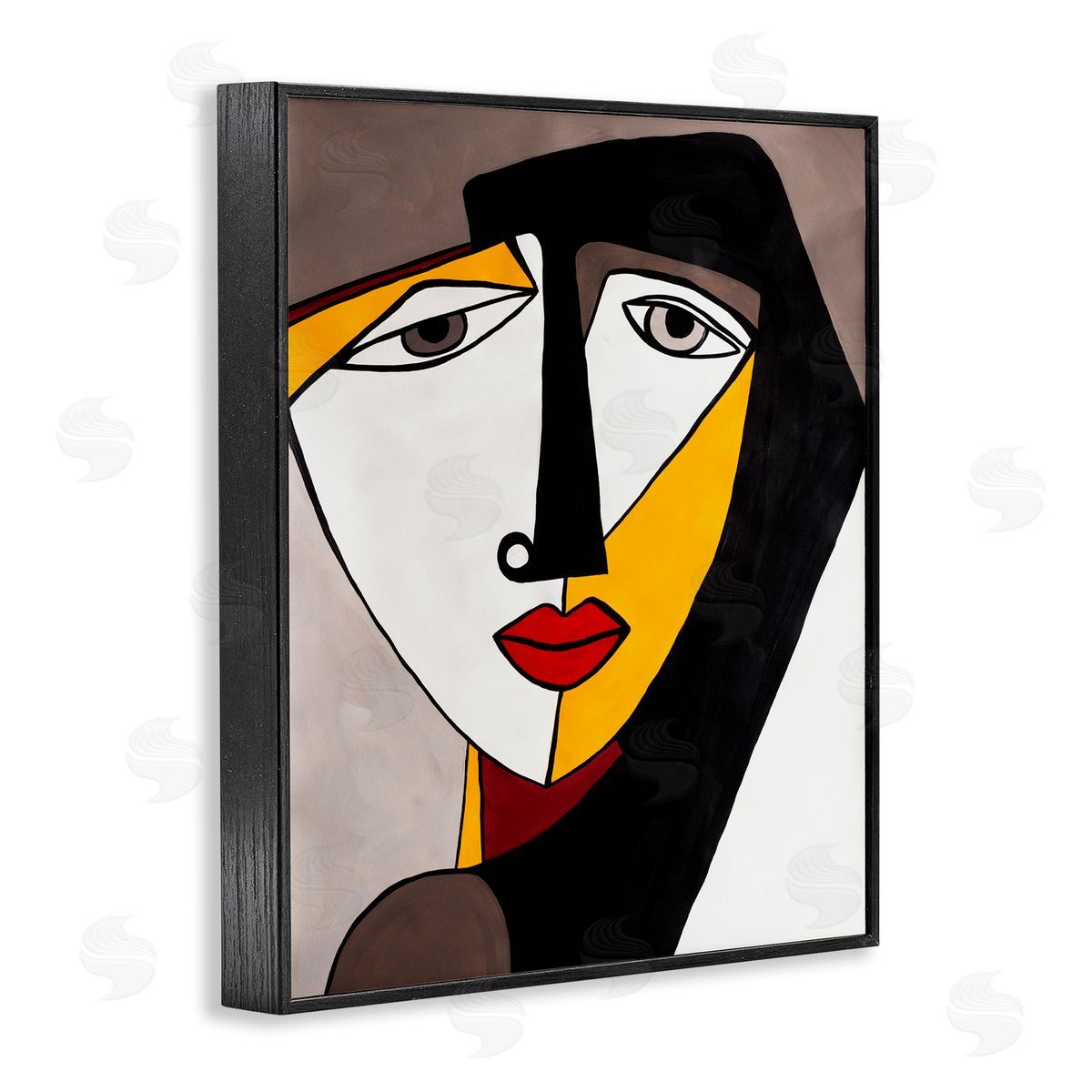 Ruth Fromstein Cubism Female Face Black Framed Giclee Wall Art Print