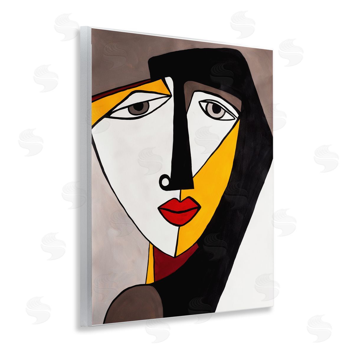 Ruth Fromstein Cubism Female Face Wooden Wall Plaque Art Print
