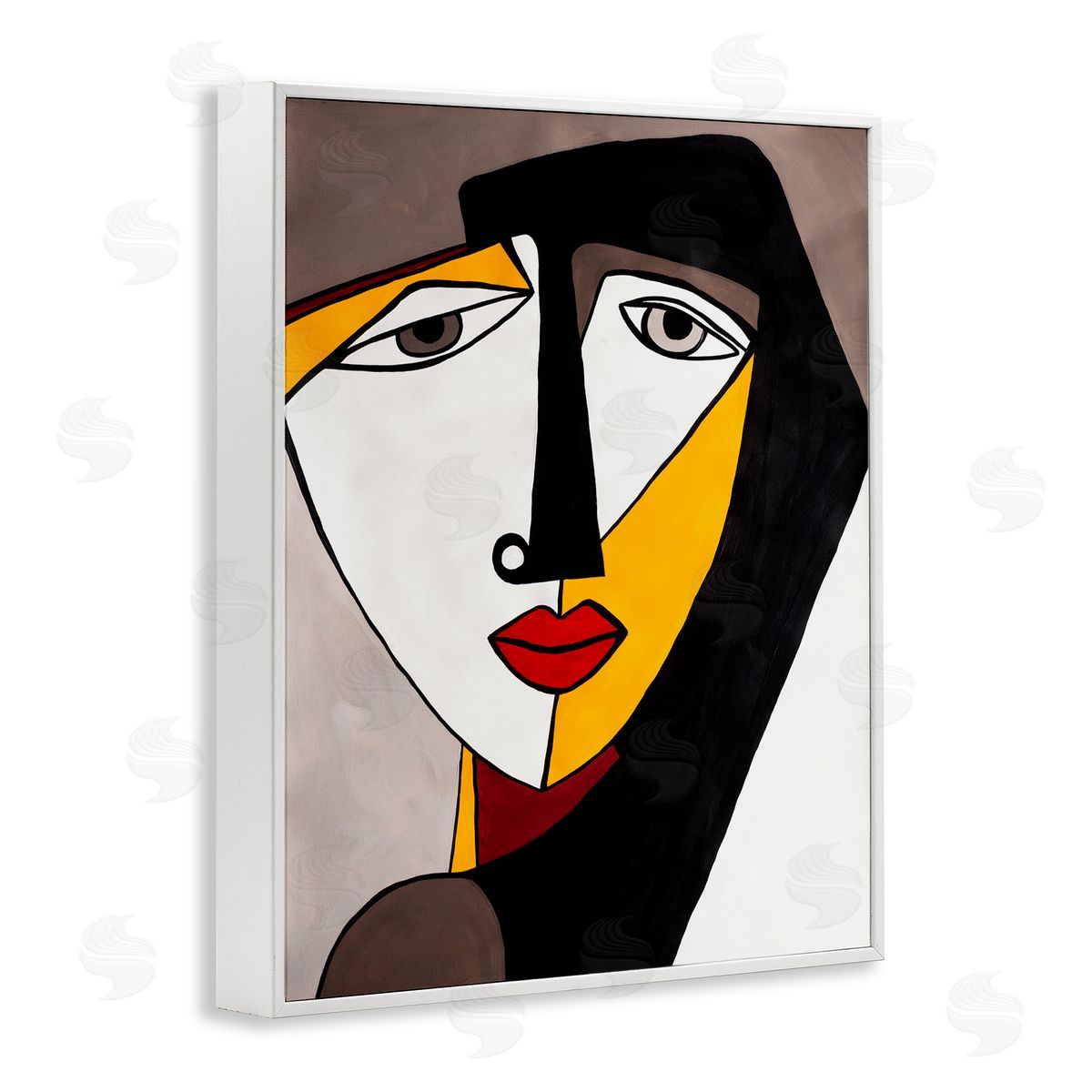Ruth Fromstein Cubism Female Face White Framed Giclee Wall Art Print