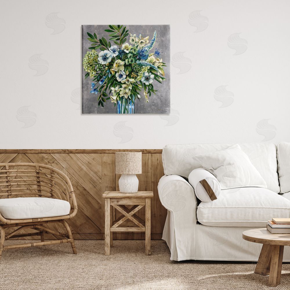 Liz Jardine Traditional Bouquet of Flowers Canvas Wall Art Print in Room