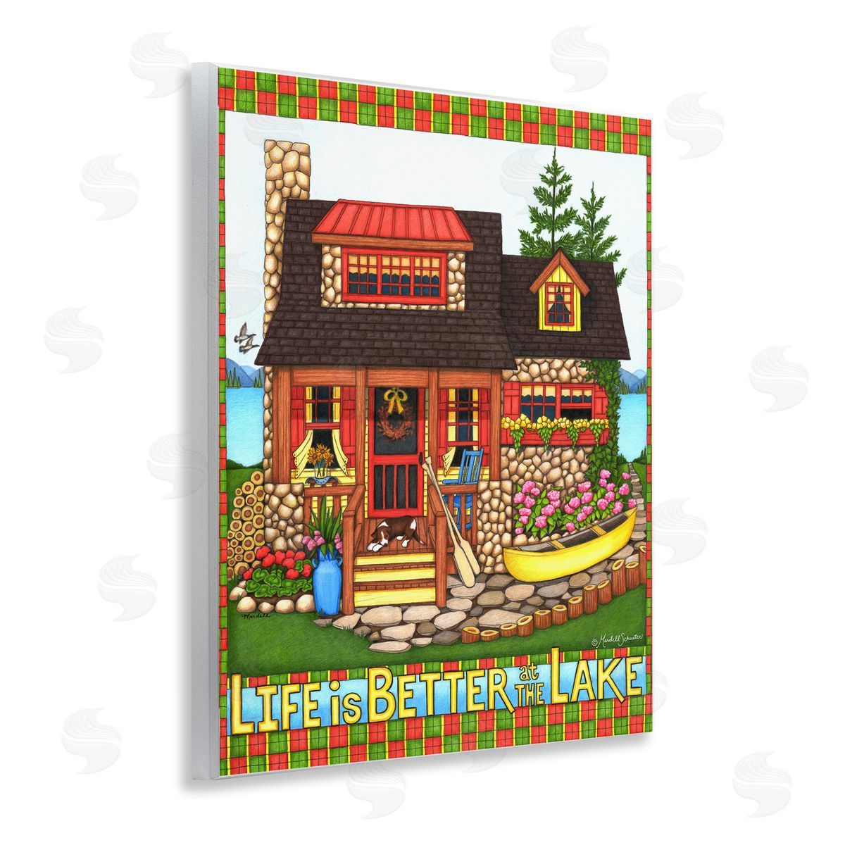 Mardell Schuster Patterned Better At Lake Wooden Wall Plaque Art Print