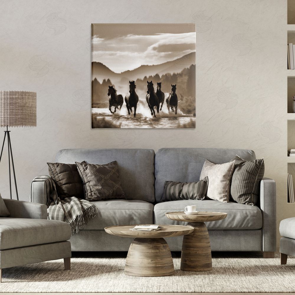 Noah Bay Splashing Canyon Stallions Canvas Wall Art Print in Room