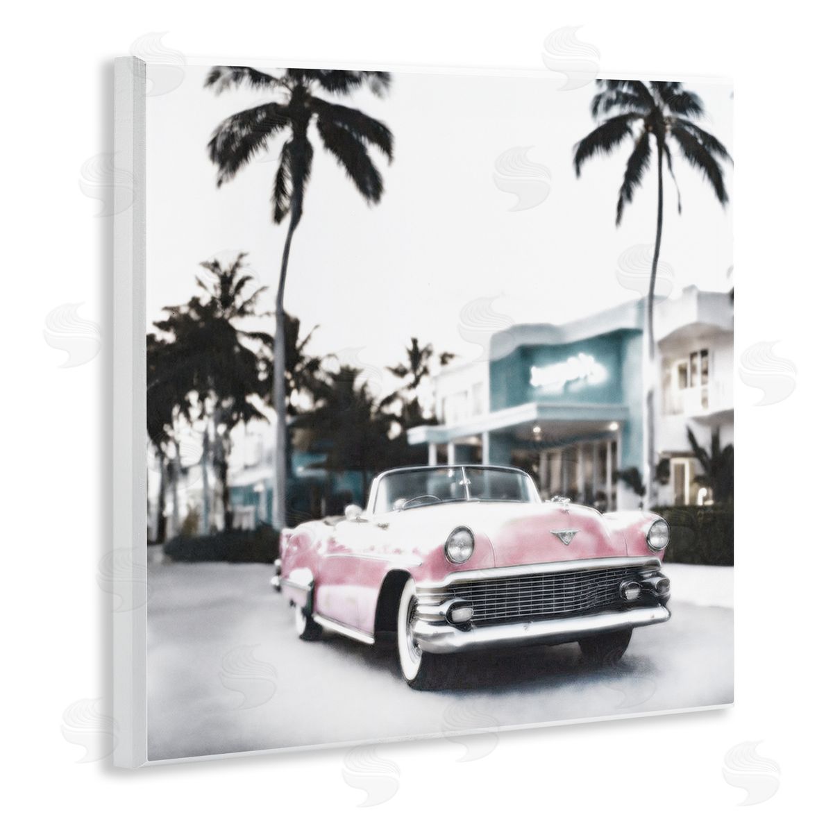 Noah Bay Tropical Cruise Antique Car Wooden Wall Plaque Art Print