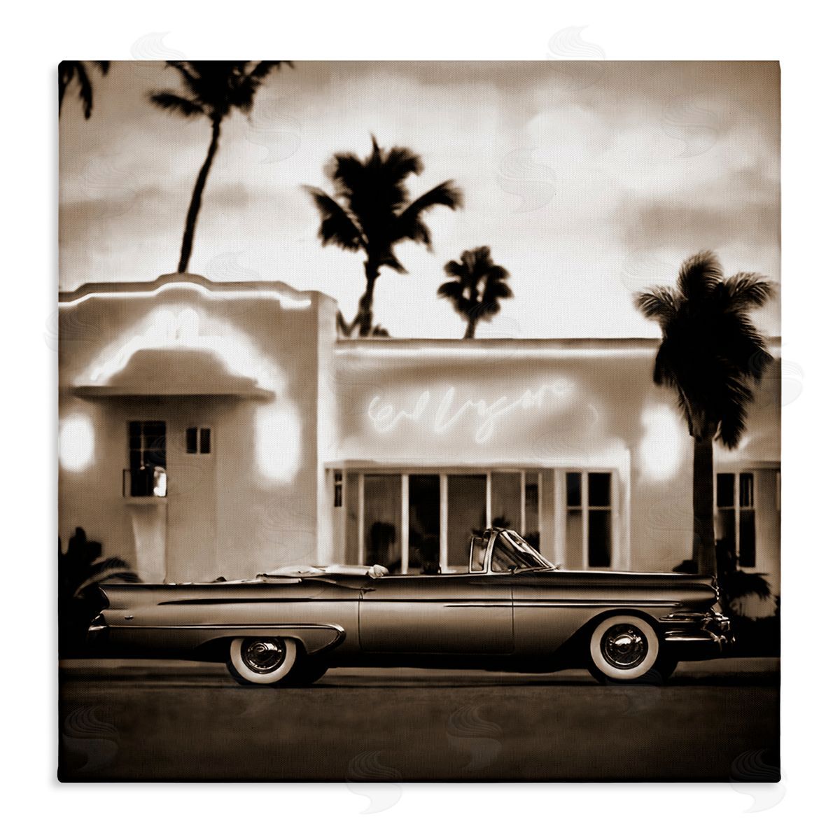 Noah Bay Sepia Classic Car Canvas Wall Art Print
