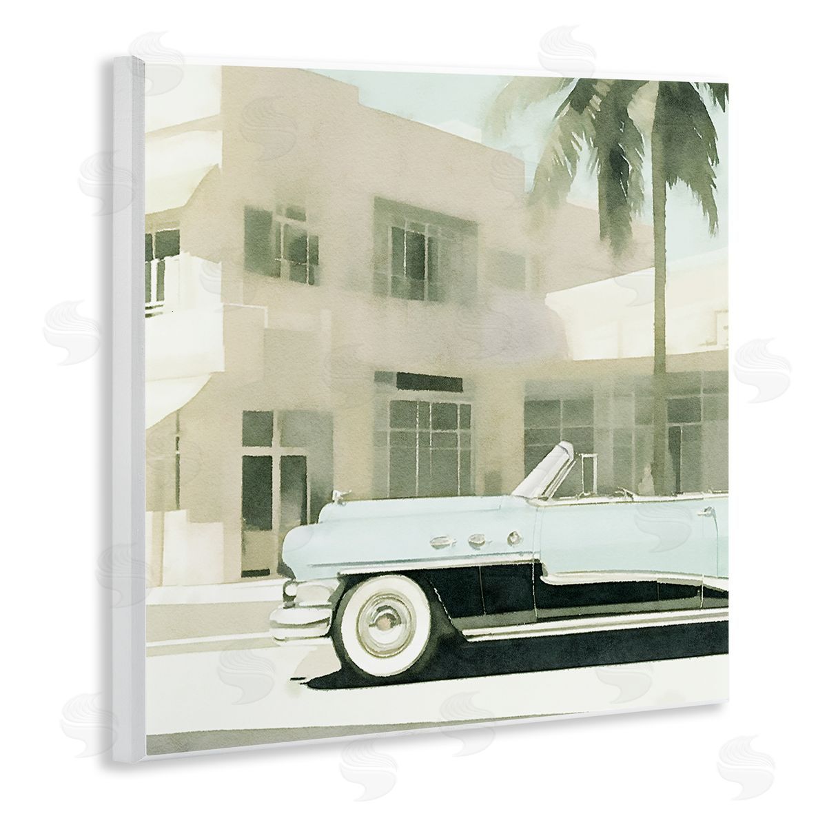Noah Bay Miami Car & Palm Tree Wooden Wall Plaque Art Print