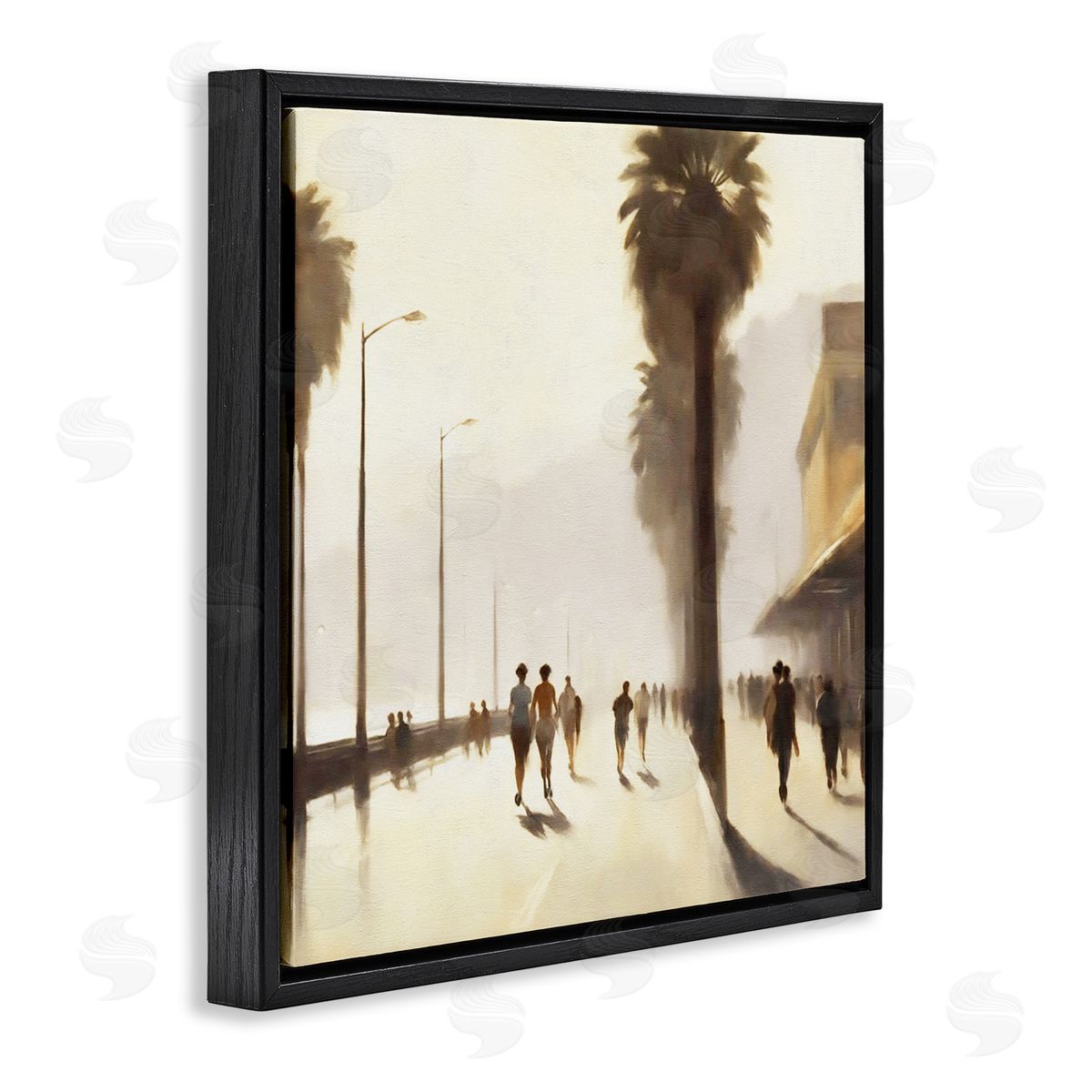 Noah Bay Sunset Runners Tropical Black Floating Frame Canvas Wall Art Print