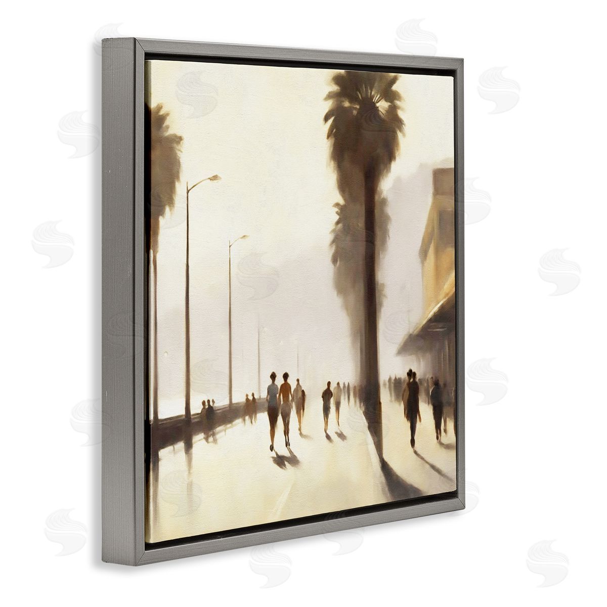 Noah Bay Sunset Runners Tropical Gray Floating Frame Canvas Wall Art Print