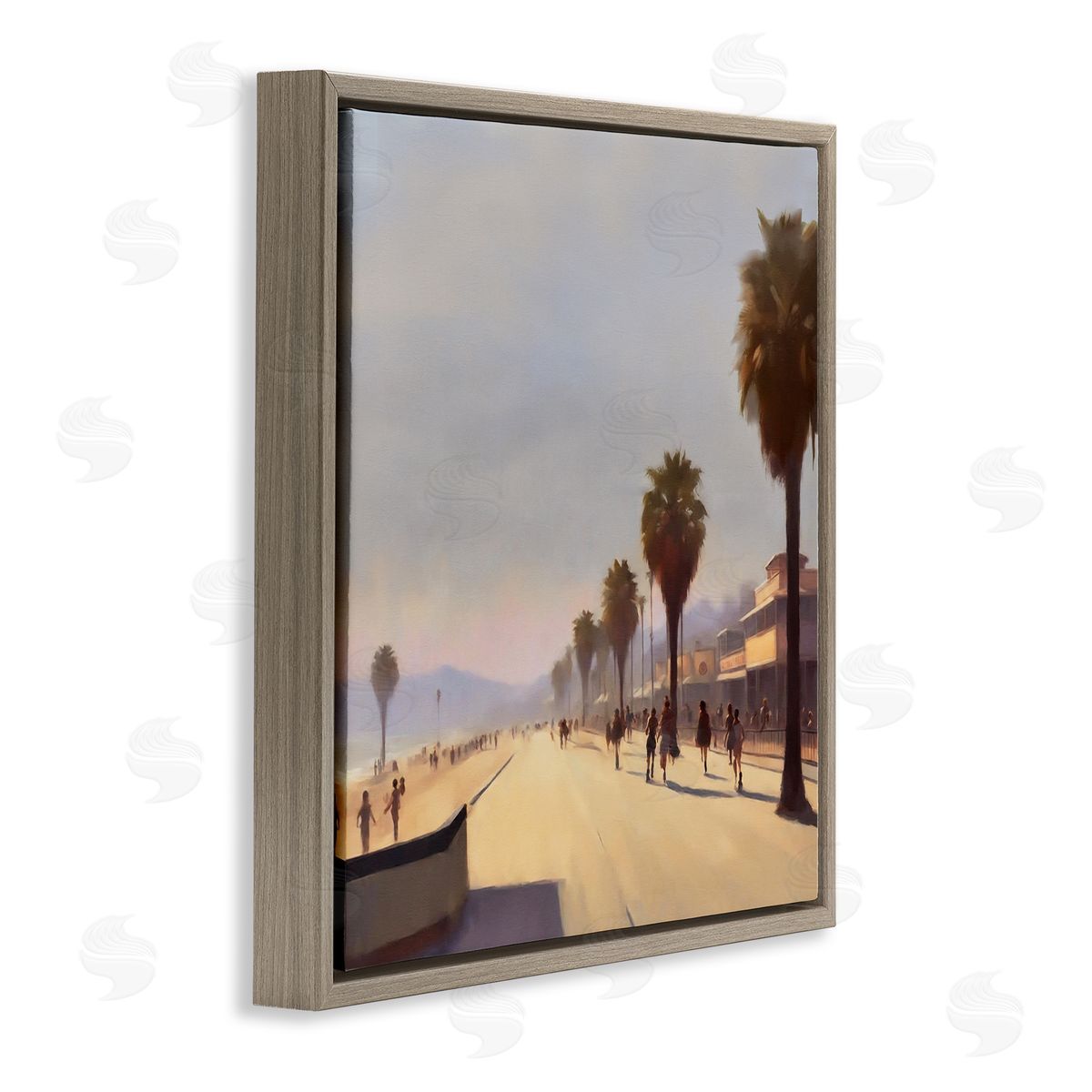 Noah Bay Palm Tree Boulevard Brown Floating Frame Canvas Wall Art Print