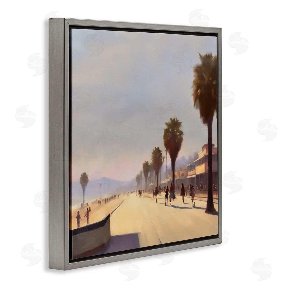 Noah Bay Palm Tree Boulevard Gray Floating Frame Canvas Wall Art Print