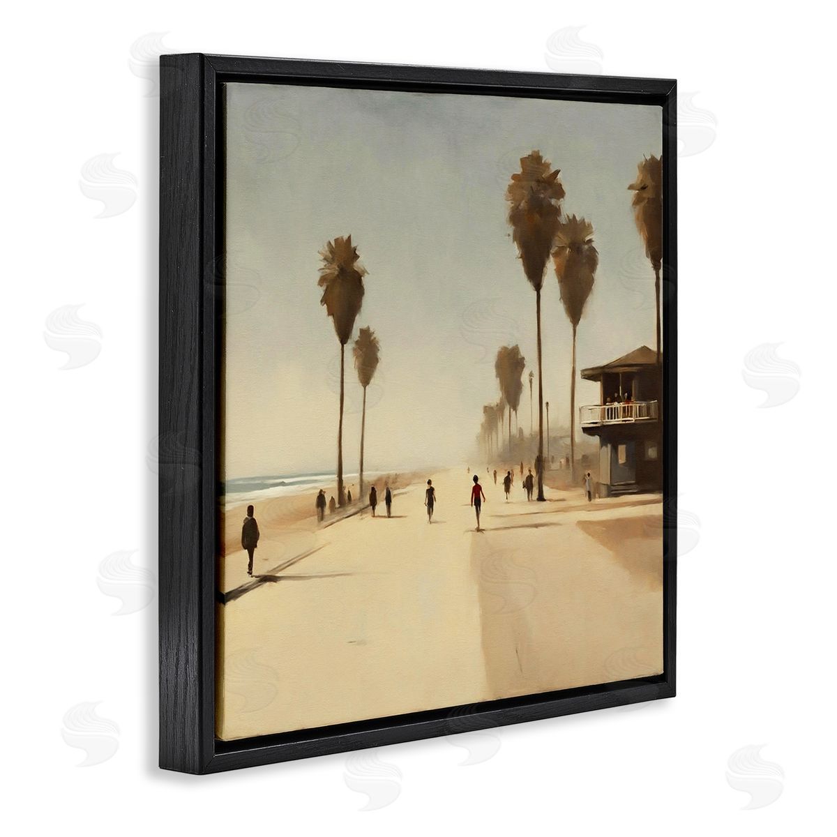 Noah Bay Tropical Beachside Track Black Floating Frame Canvas Wall Art Print