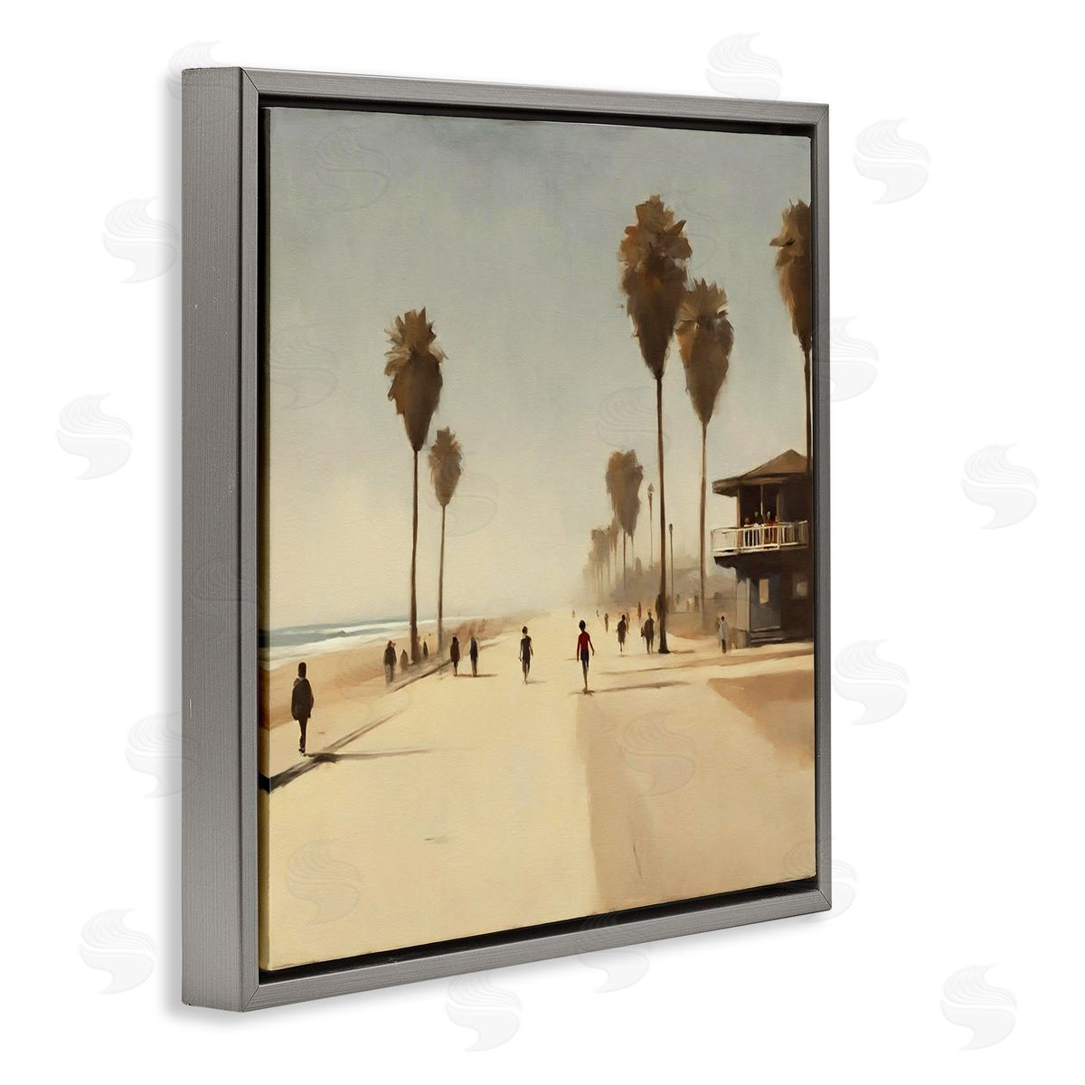 Noah Bay Tropical Beachside Track Gray Floating Frame Canvas Wall Art Print