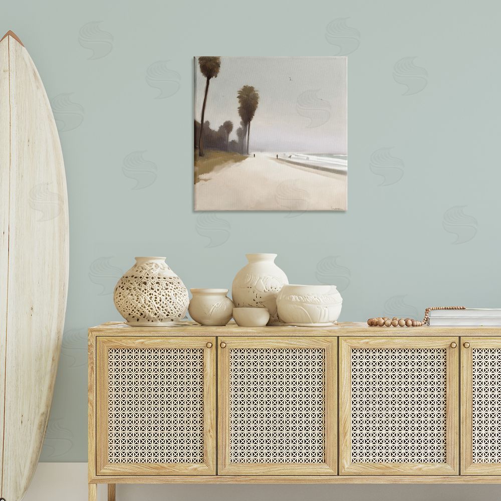 Noah Bay Palm Lined Beach Canvas Wall Art Print in Room