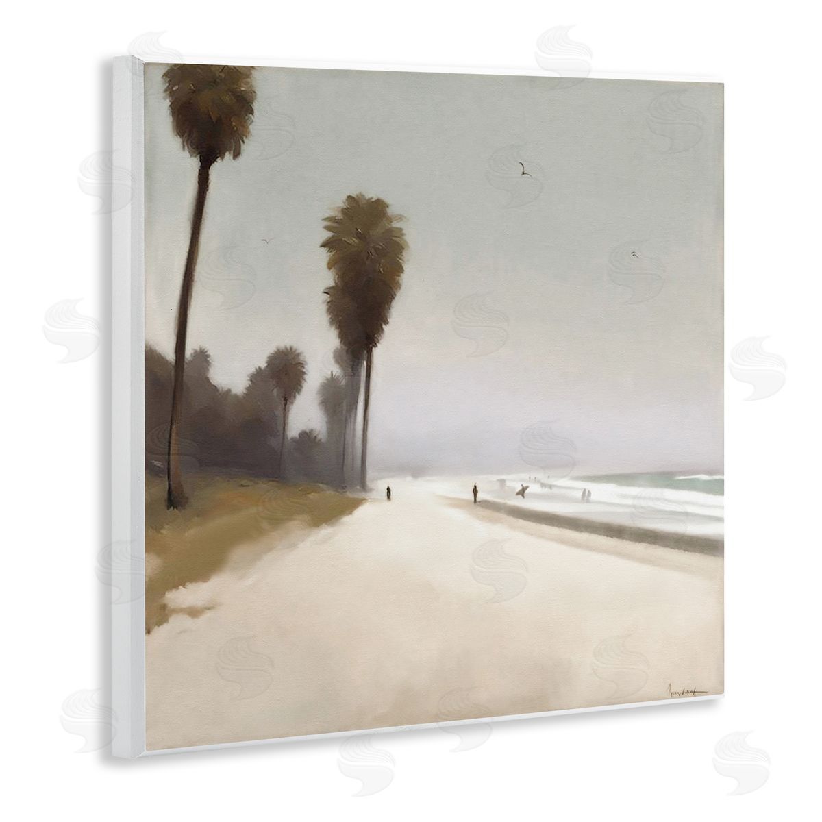 Noah Bay Palm Lined Beach Wooden Wall Plaque Art Print