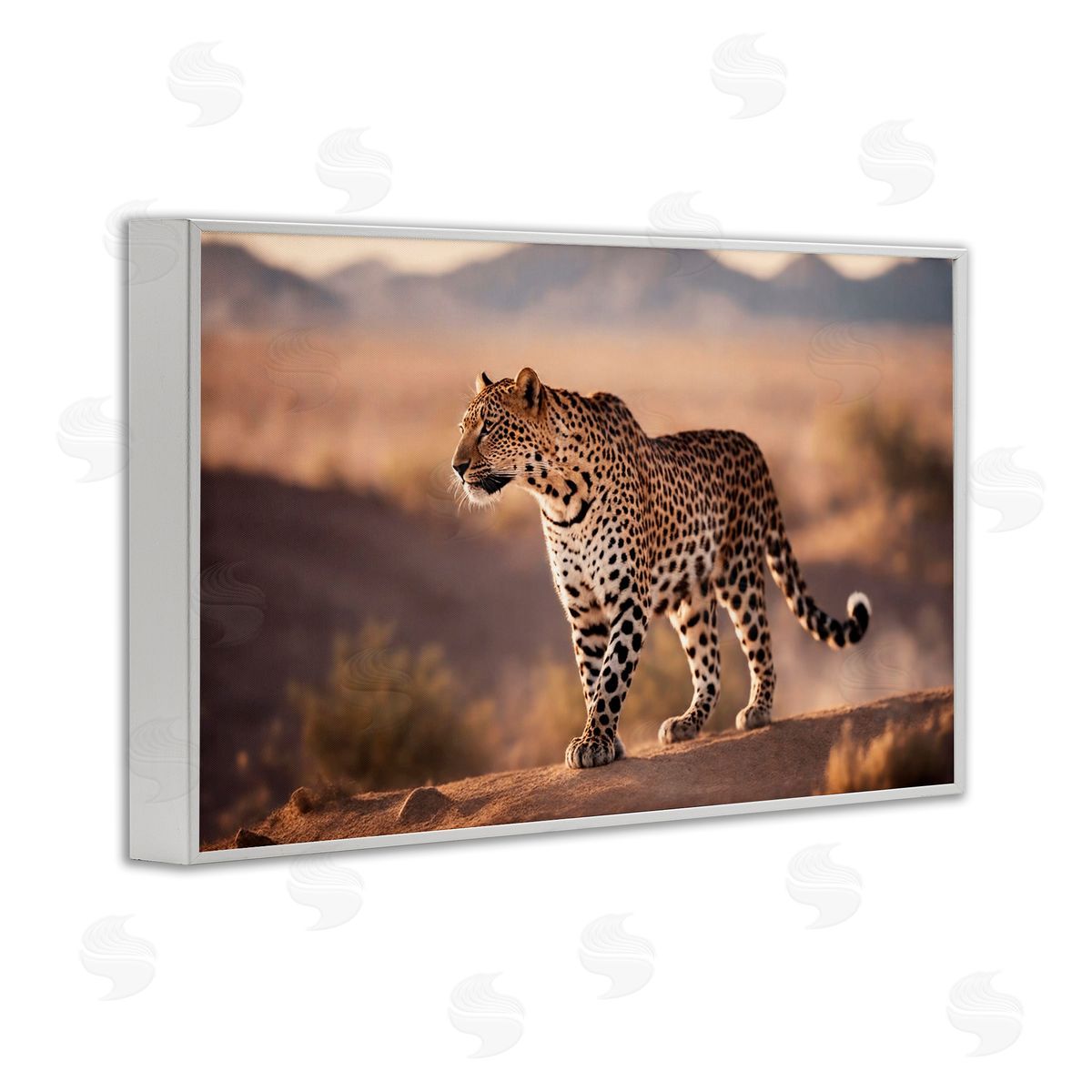 Cheetah On Patrol White Frame Print Wall Art, Home Decor by Noah Bay