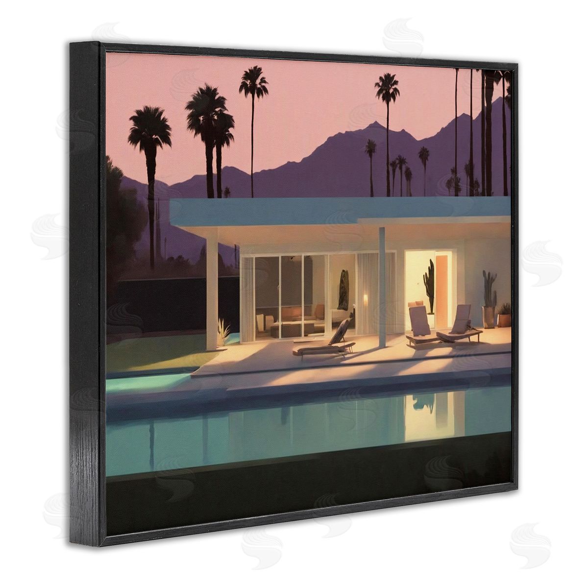 Noah Bay Summer Pool Reflection Black Framed Giclee Wall Art Print