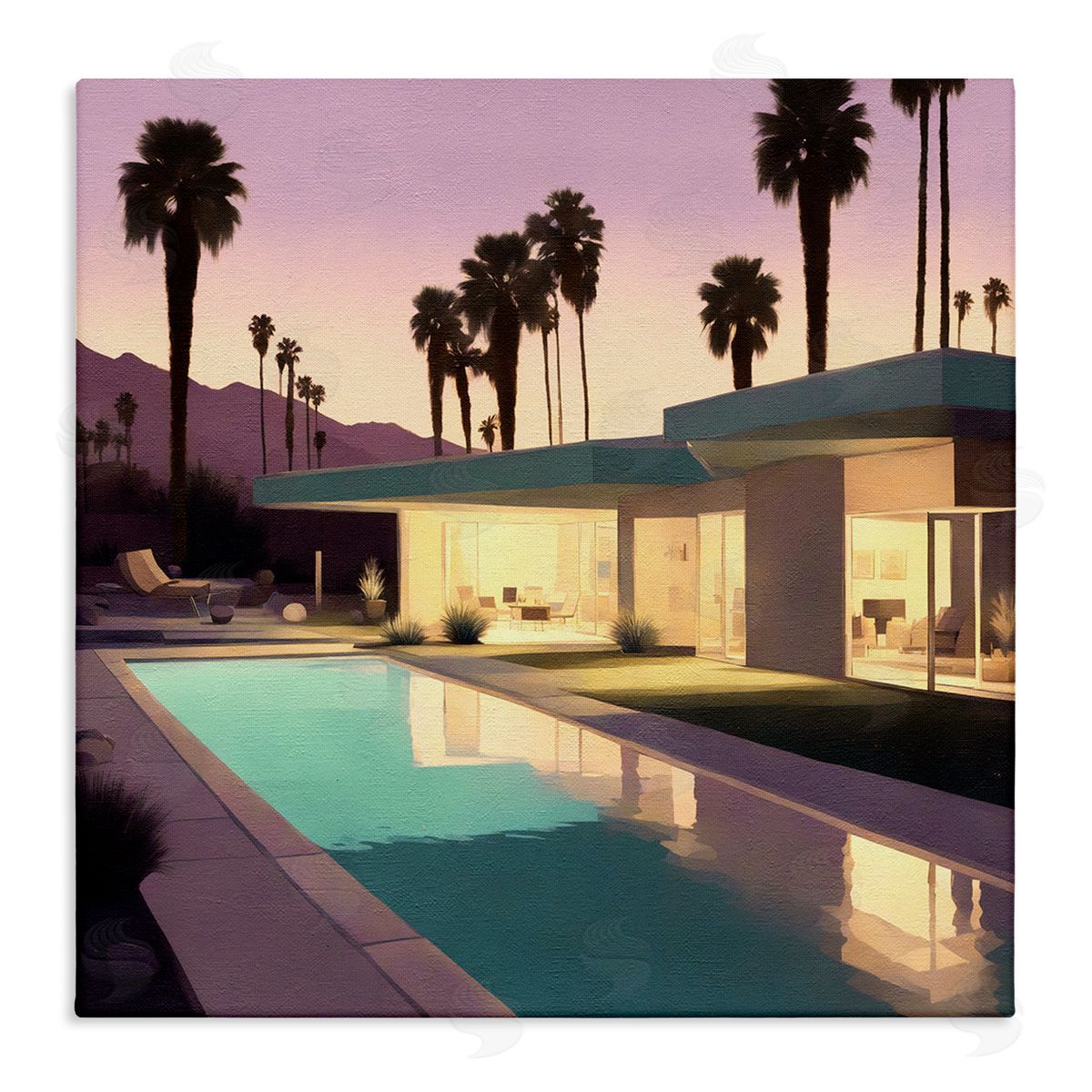 Noah Bay Palm Trees & Pool Villa Canvas Wall Art Print
