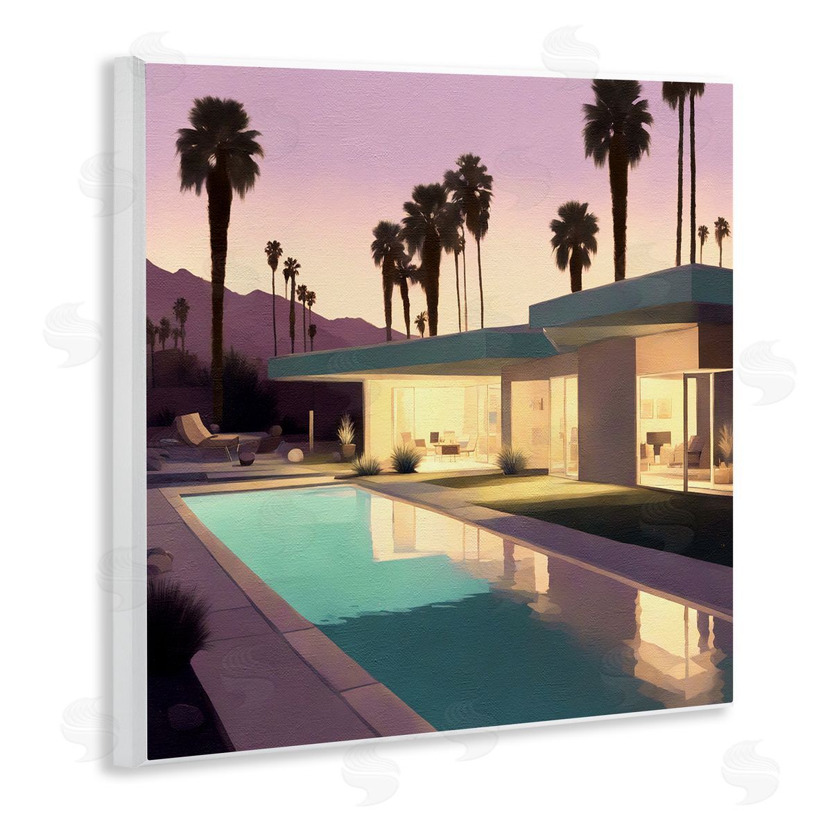 Noah Bay Palm Trees & Pool Villa Wooden Wall Plaque Art Print