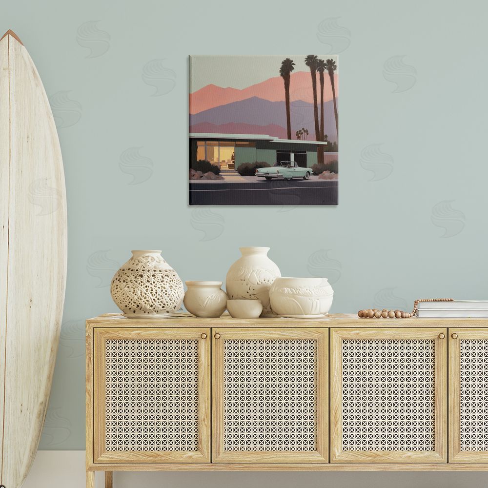 Noah Bay Tropical House & Car Canvas Wall Art Print in Room
