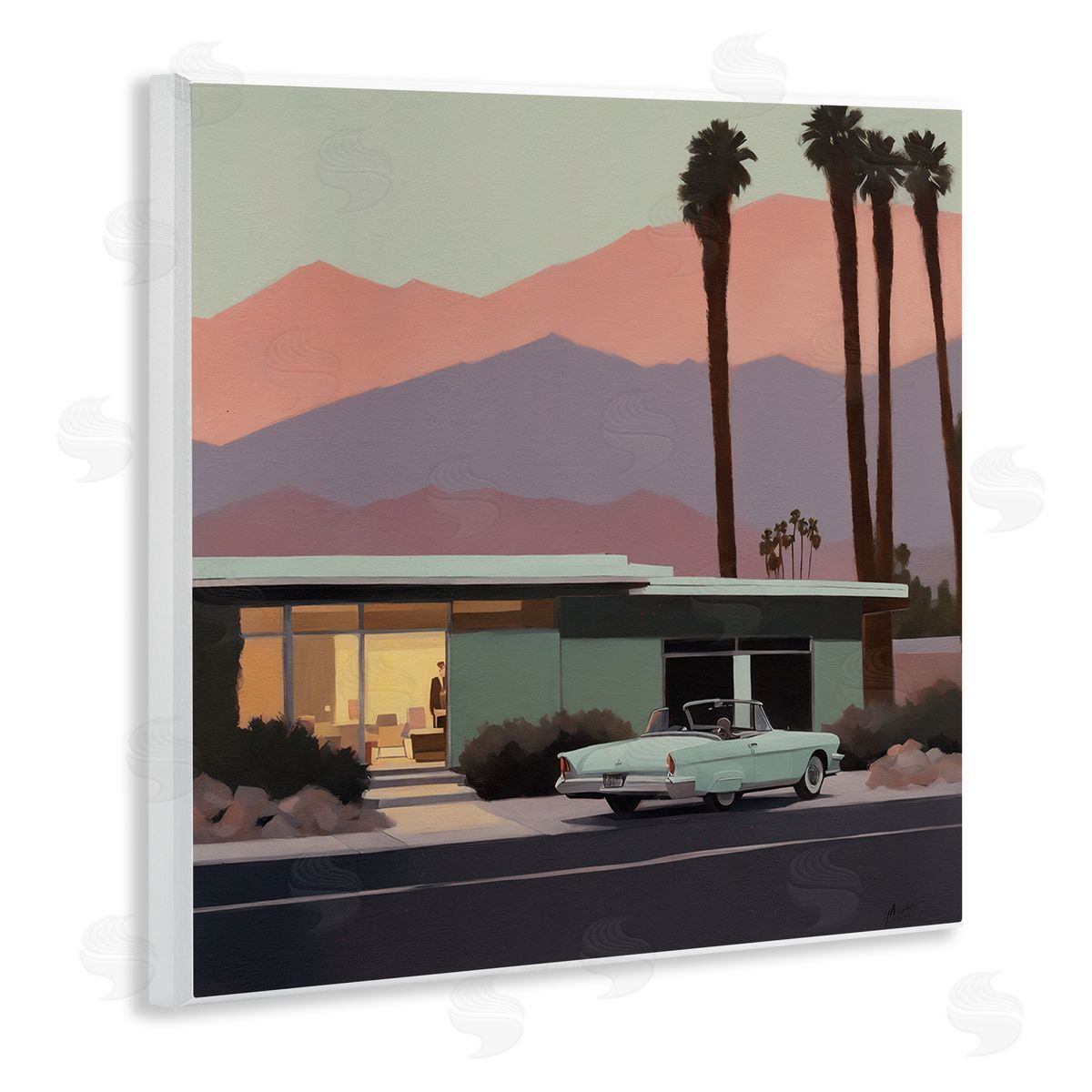 Noah Bay Tropical House & Car Wooden Wall Plaque Art Print