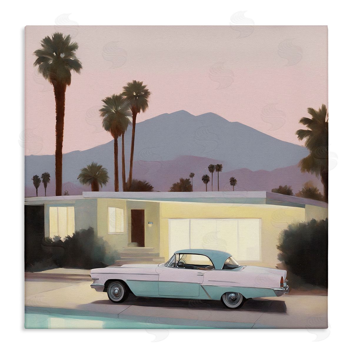 Noah Bay Poolside Classic Car Canvas Wall Art Print